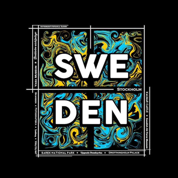 Zweden t-shirtontwerp vectorillustratie