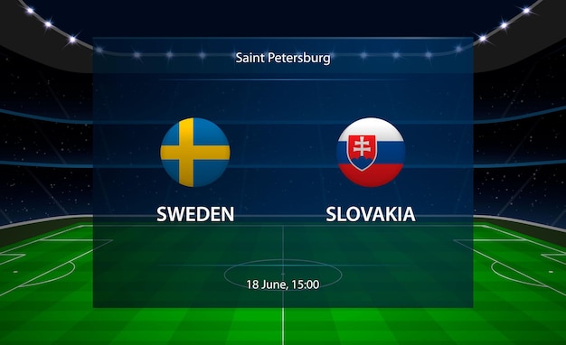Zweden vs Slowakije voetbalscorebord.