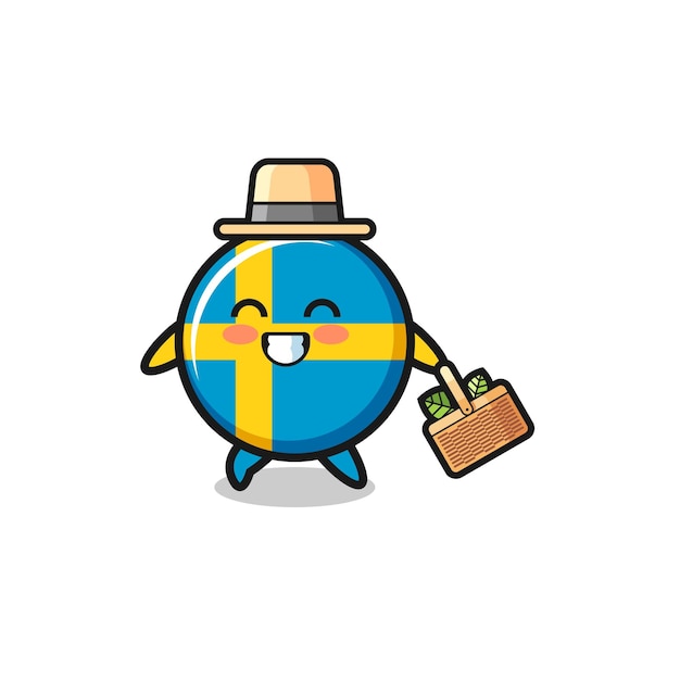 Zweedse vlag kruidkundige karakter op zoek naar een kruiden