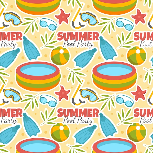 Zwembad naadloos patroon vector illustratie met zomervakantie element achtergrond