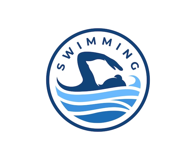 Vector zwembad silhouet zee oceaan water wave logo ontwerpsjabloon