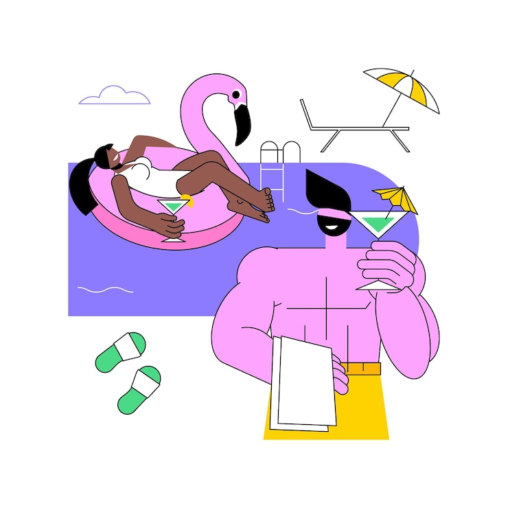 Vector zwembad tijd geïsoleerde cartoon vectorillustraties