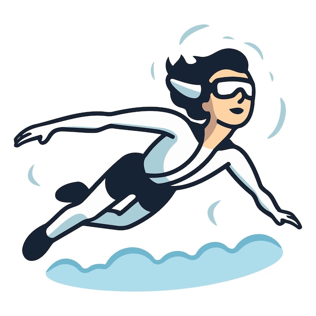 Zwemende jongen vector illustratie geïsoleerd op witte achtergrond Zwemmer in actie