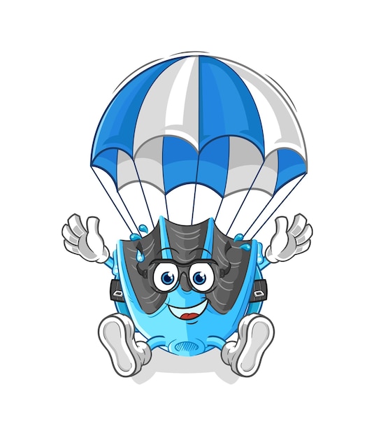Zwemmen vin parachutespringen karakter cartoon mascotte vector