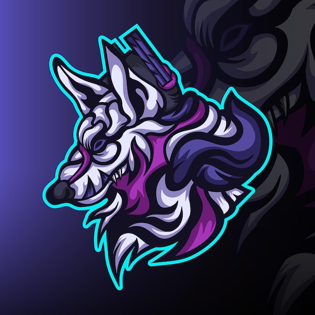 Vector zwervende wolf gaming esport mascotte logo