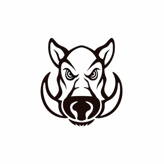 Zwijnen hoofd symbool logo op witte achtergrond dierlijke tribal stencil tattoo pictogram vectorillustratie