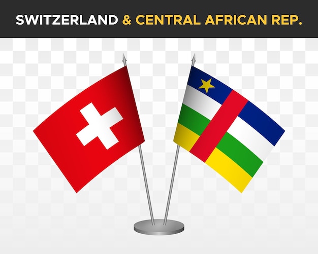 Zwitserland vs Centraal-Afrikaanse Republiek Bureau vlaggen mockup geïsoleerde 3d vector illustratie tabel vlag