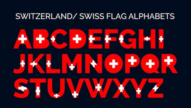 Zwitserland Zwitserse vlag alfabetten Letters A tot Z Creative Design logo's