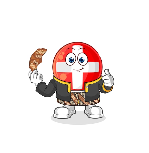 Zwitserse Javaanse karakter cartoon mascotte vector