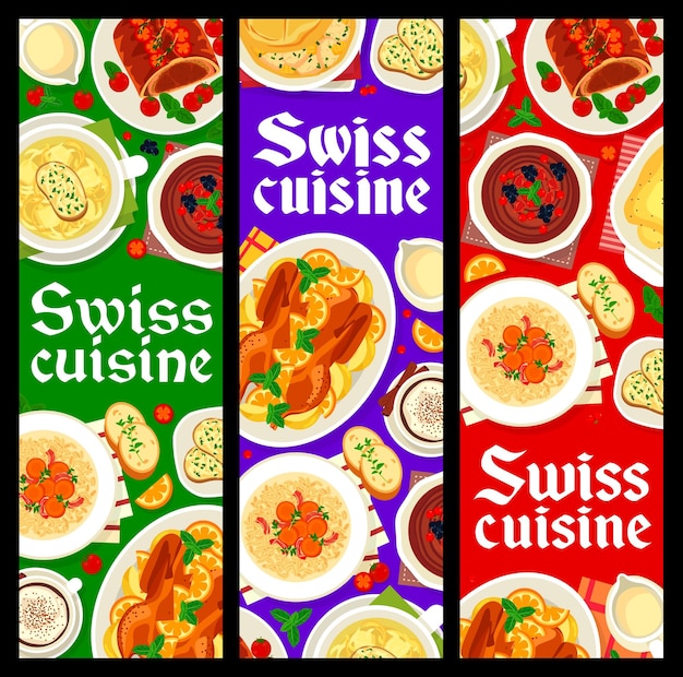 Zwitserse keuken restaurant menu maaltijden banners