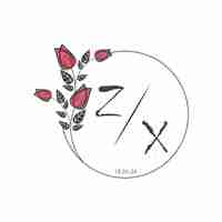 Vector zx initial monogram some rose circle wedding with creative design