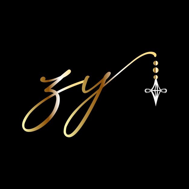 ZY initial Wedding logo handwriting jewelry logo template vector