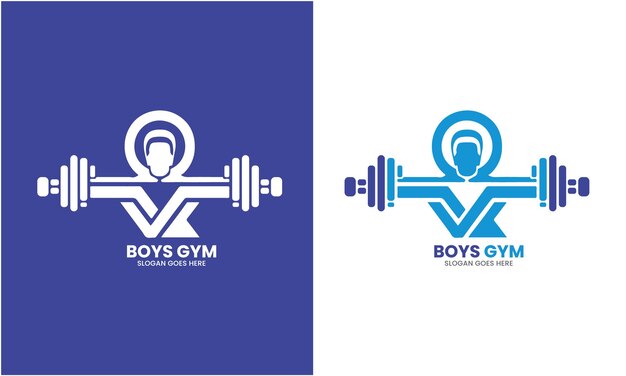 Vector zym bodybuilding ladies boy fitness exercise center logo design vector royalty idea concept