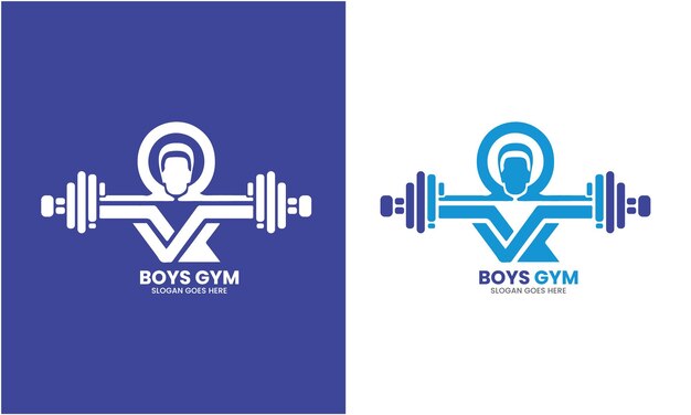 Zym Bodybuilding ladies boy Fitness exercise center logo design vector royalty idea concept