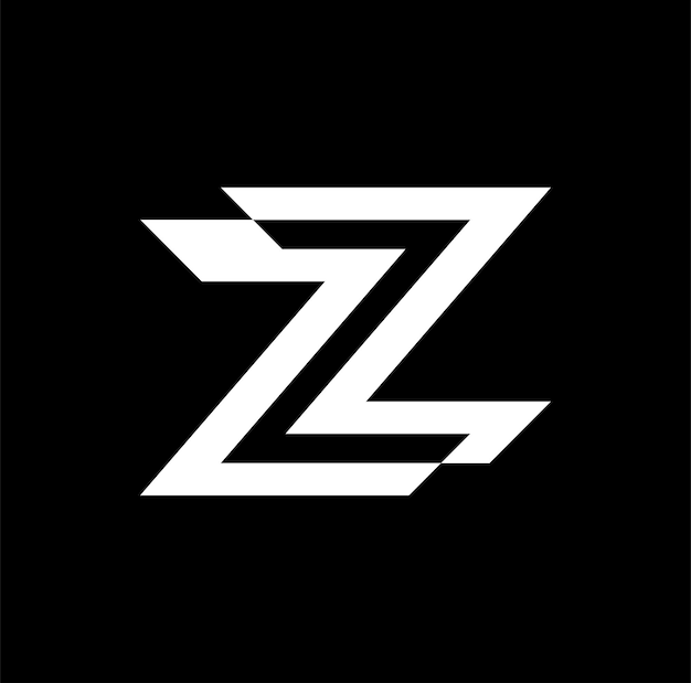 ZZ brand name initial letter illustrative icon