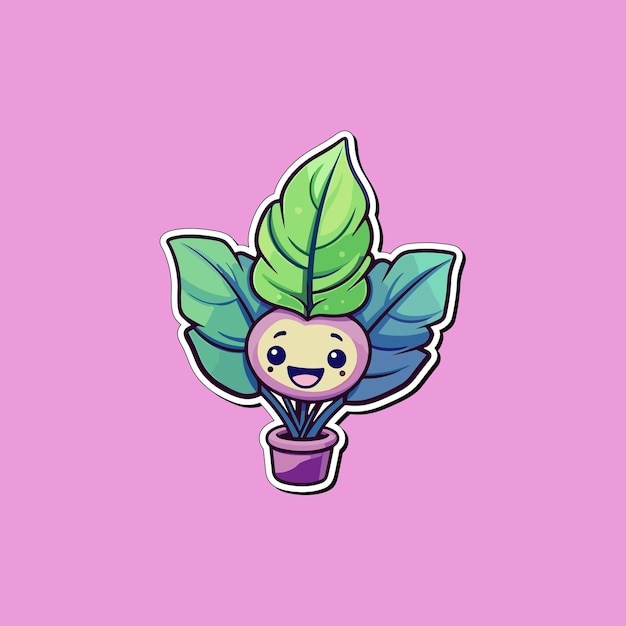 Vector zz plant sticker kawaii cartoon illustratie