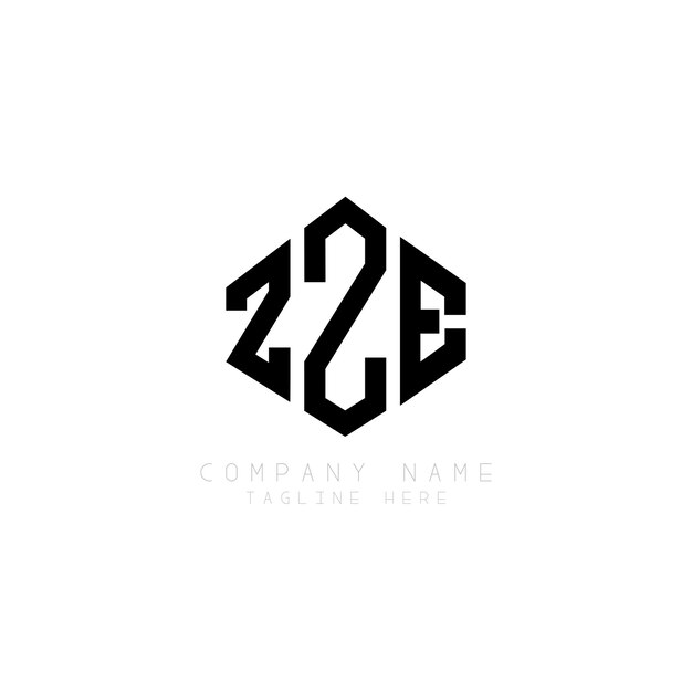 ZZE (ゼズエイ) のロゴデザインはポリゴン・フォームZZE (セクサゴン) フォームゼズエー (ヘクサゴンのベクトル・ロゴ) フォーマット白と黒の色ZZエイ (ゼズェイ) のモノグラムビジネス・アンド・リアルエステート・ロゴ