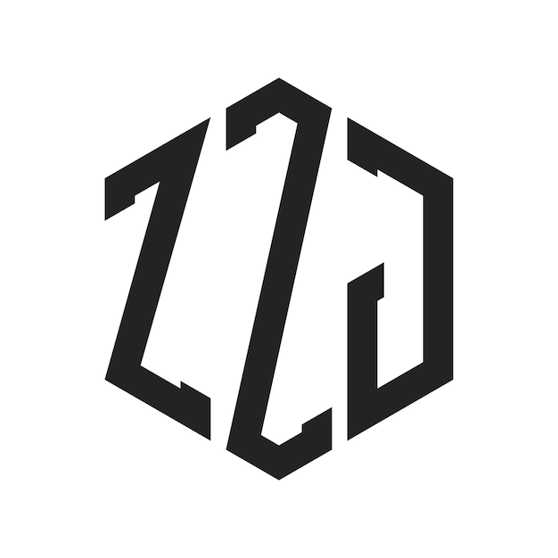 ZZJ ロゴデザイン イニシャルレター ZZJ モノグラム ロゴは六角形を使用しています