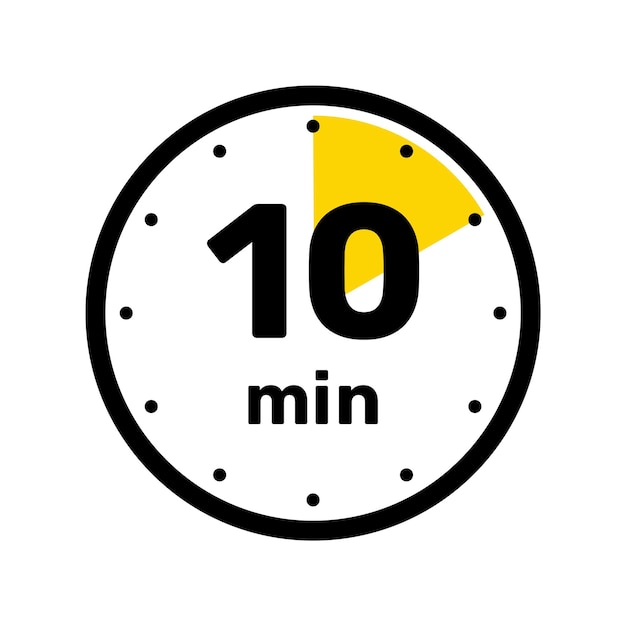 10 Minutes Analog Clock Icon white background design
