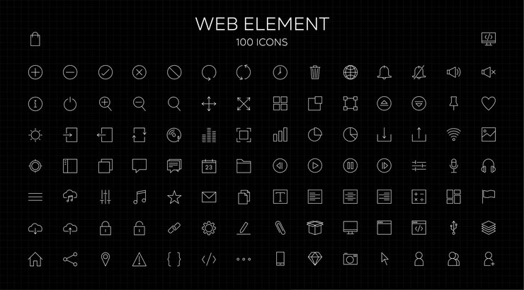 Vektör 100 web elements icon
