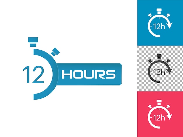12 hours clock arrow 12 hours order execution or delivery service icons vector illustration