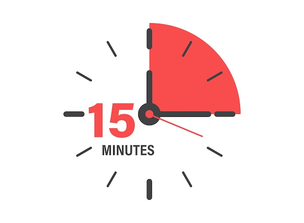 15 minutes on stopwatch icon in flat style Clock face timer vector illustration on isolated background Countdown sign business concept