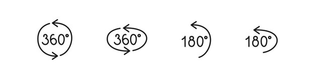180 and 360 degree rotation Doodle style motion symbols