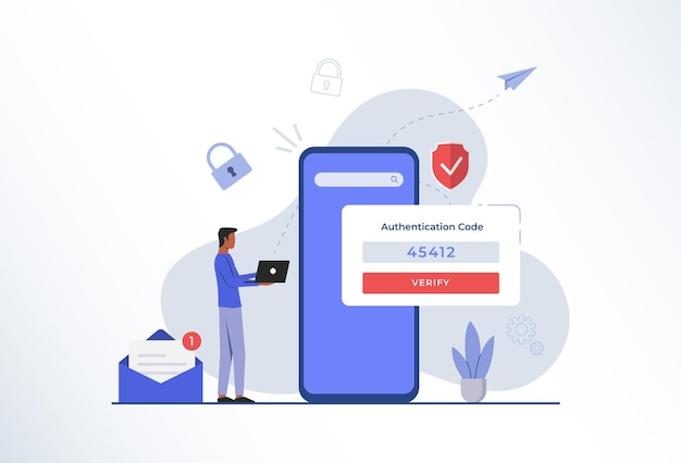 2-Step authentication illustration. Illustration for websites, landing pages, mobile applications, posters and banners.
