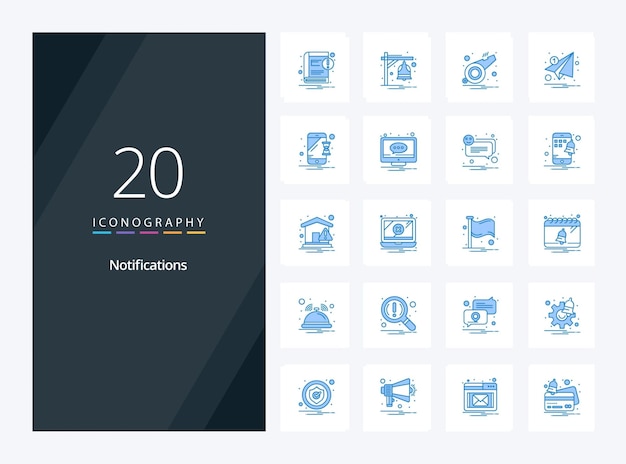 20 Notifications Blue Color icon for presentation Vector icons illustration