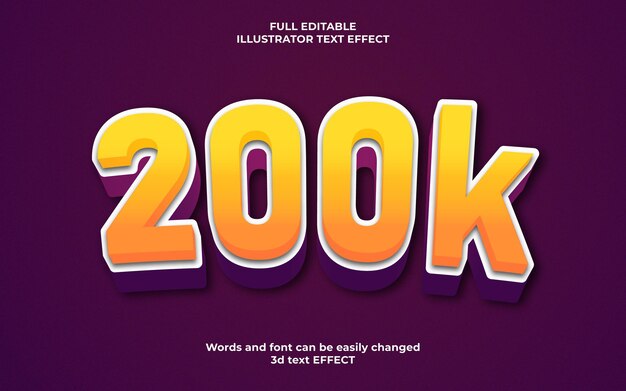 200k followers 3d  Editable Gradient text style effect
