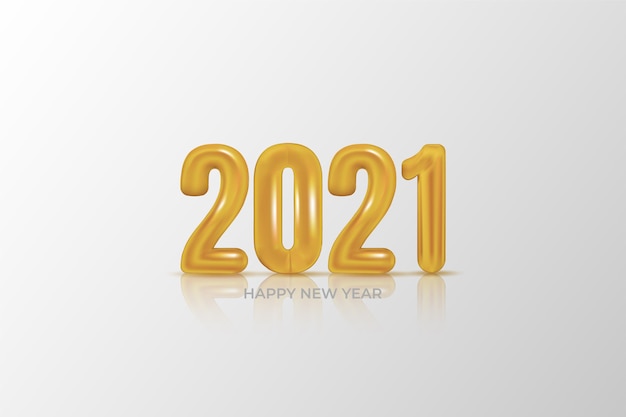 2021 Happy new year card with golden number.