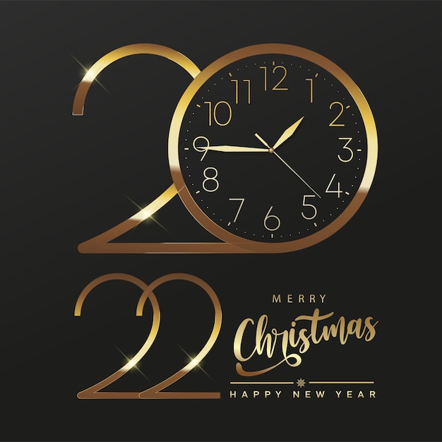 2022 happy new year card with elegant minimalistic text. vector.