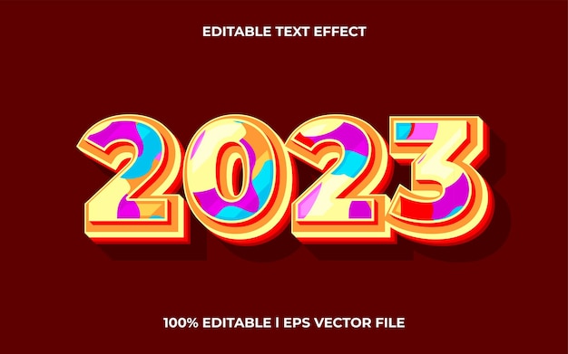 2023 3d text effect with trendy theme. colorful text lettering typography font style
