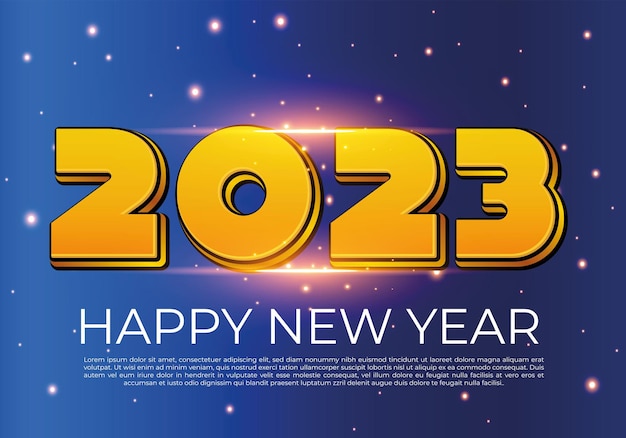 2023 new year 3d effect. New year wish card, luxury 2023 new year invitation card.