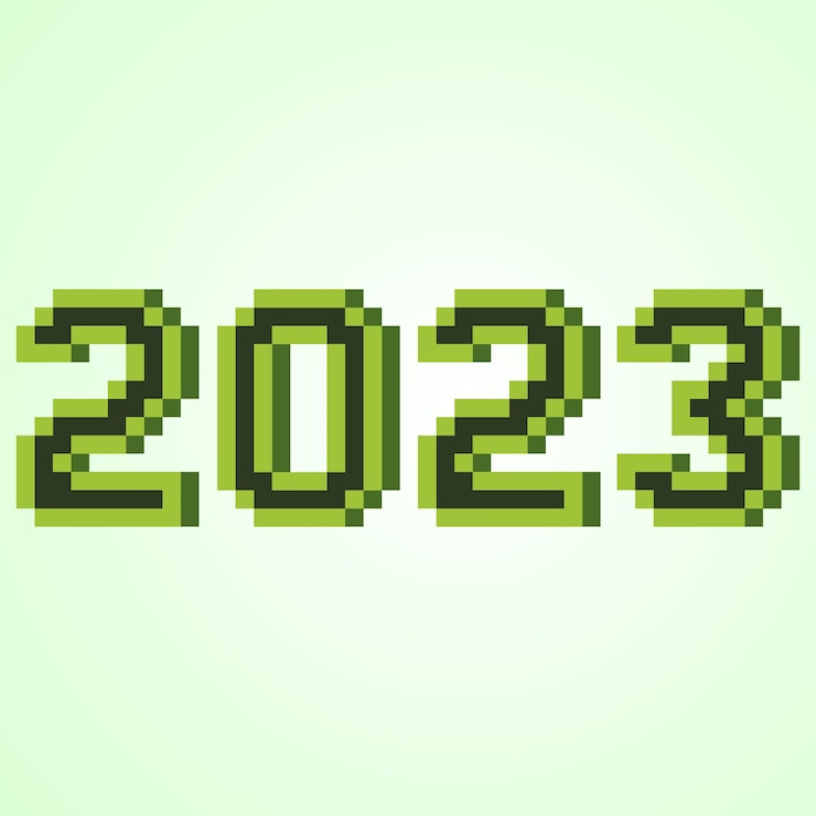 Vektör 2023 numbers pixel art for new year. vector illustration.