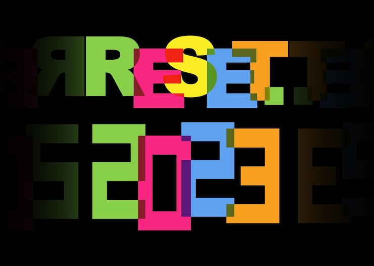 Vektör 2023 sifirla renkli tipografi afişi, mutlu yıllar konsepti logo tasarım fikri, vektör çizimi