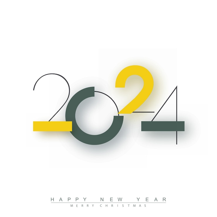 Vektör 2024 classic happy new year design with unique and modern numbers vector