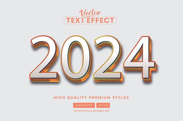 2024 editable vector text effect with Golden modern 3d style design