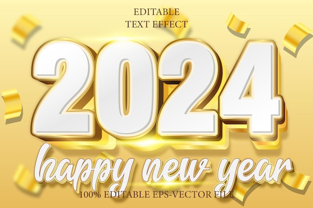 2024 Happy New Year Editable 3D Luxury Style