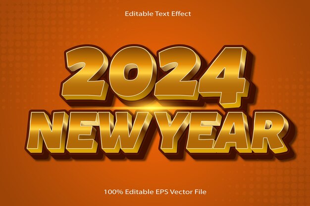 2024 New Year Editable Text Effect Emboss Cartoon Gradient Style