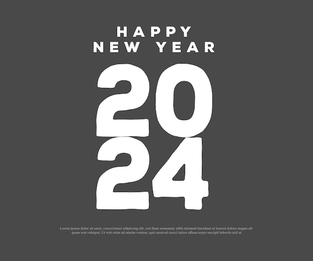 2024 typography logo design concept Happy new year 2024 logo design