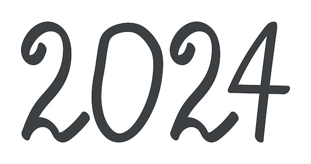 2024 year line drawing isolated vector