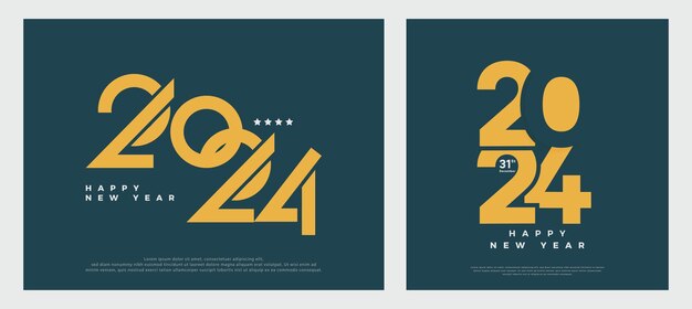 2024 yeni yıl logosu illüstrasyonu kutlama afişi için basit renk konsepti vektör illüstrasyonu
