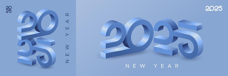 Vektör 2025 new year with modern 3d number on blue greetings concept for 2025 new year celebration