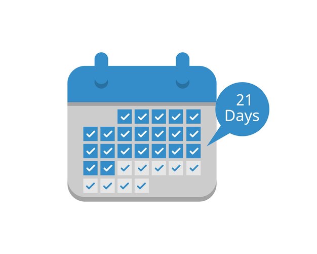 21 Days of Habit Tracking on a Blue Calendar