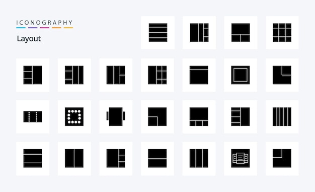 25 Layout Solid Glyph icon pack Vector icons illustration
