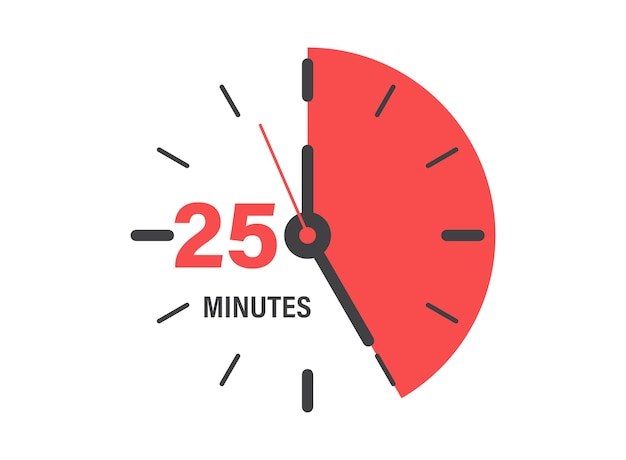 25 minutes on stopwatch icon in flat style Clock face timer vector illustration on isolated background Countdown sign business concept