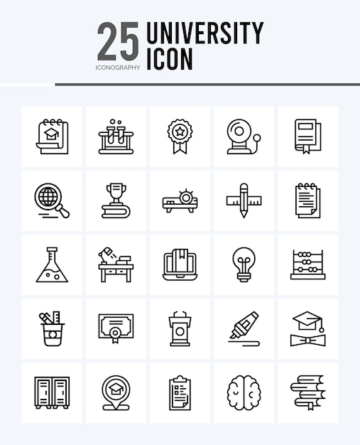 25 University Lineal Color icon pack vector illustration