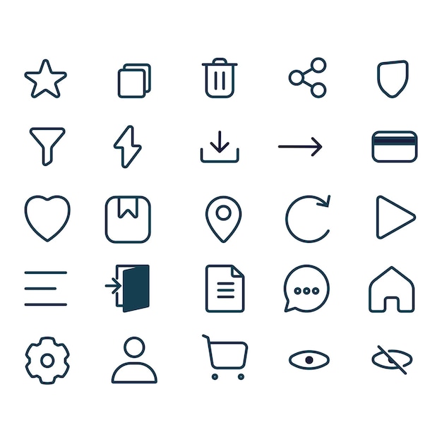 25 Vektor UI-ikoner til websteds mobildesign