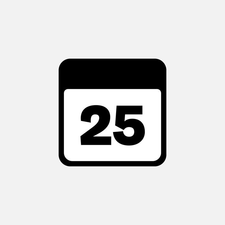 Vektör 25th day of the month minimalist calendar vector icon